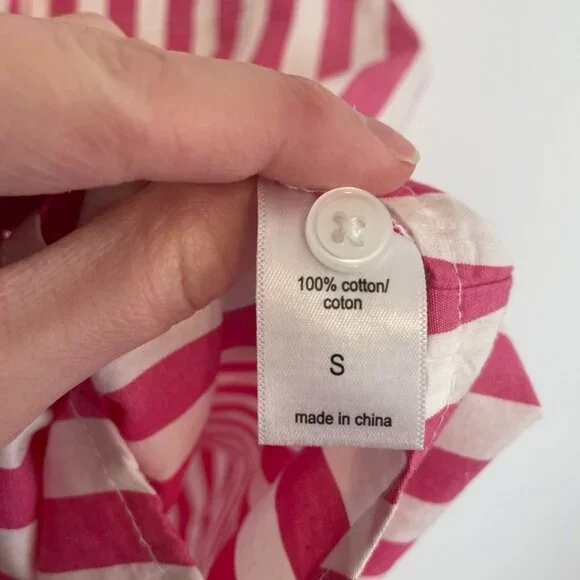 MAURICES Pink Striped Button Up Shirt White 100% Cotton Long Sleeve Button Down - Picture 10 of 16